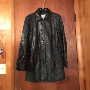 Nine West Black Soft Black Leather Coat